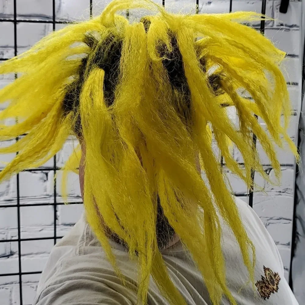 Halloween Costume Hair Wig black wig with yellow frizzy hair
